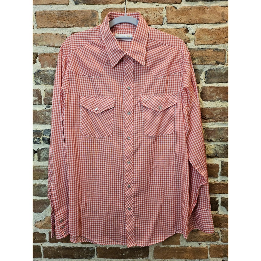 Jason by‎ Fantasia Shirt  Mens L Western Pearl Snap Button Up Red Plaid USA VTG
